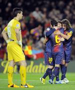 STORSEJR. Med fire mål af lionel Messi (i midten) vandt FC Barcelona 5-1 over Osasuna. 