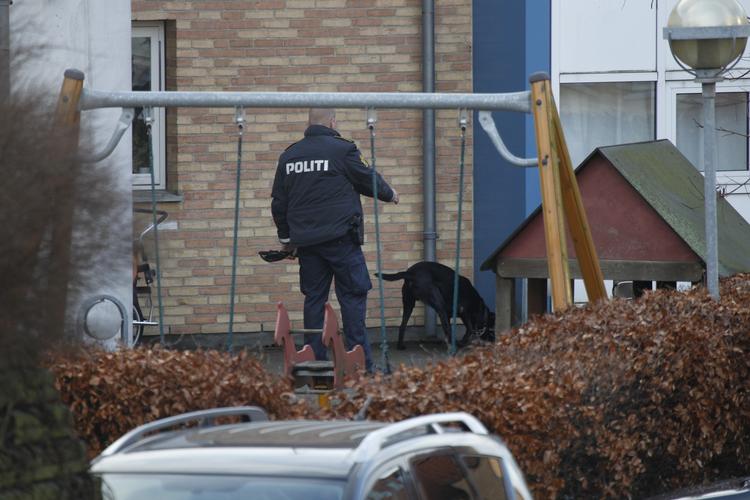 EFTERSØGNING. Politiet var talstærkt tilstede, efter Lars Hedegaard i dag blev udsat for et angreb. Gerningsmanden er endnu ikke fundet. 