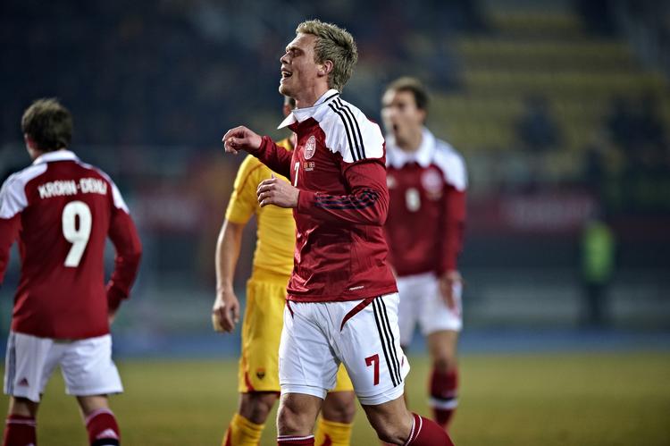 USKARPE. Hverken Christian Eriksen (baggrunden), Nicolai Jørgensen eller nogen af de andre offensive danske landsholdsspillere har mål i støvlerne for tiden. 
