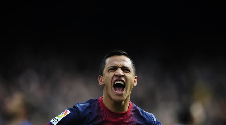 MÅLSCORER. Alexis Sanchez indledte Barcelonas målshow med sin scoring til 1-0. 