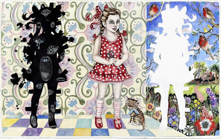 Ung surrealisme. Julie Nords store tegning på papir 'Paper Doll's House' (som tilhører ARoS). 