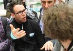 Stjerne. Marc Cavendish - der her er i civil og svarer på kritiske spørgsmål - takkede holdkammeraterne efter dagens strabadser. 