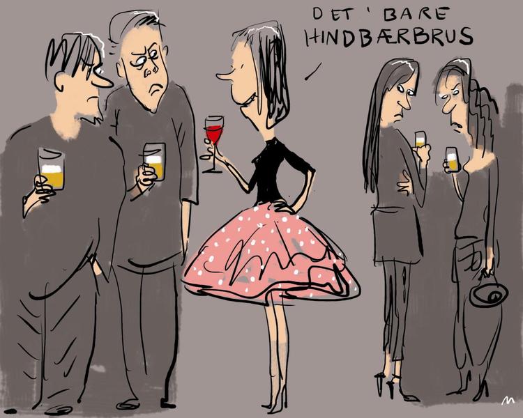 (Druk)kultur. For mange unge er fest uundgåeligt det samme som at være fuld, men ikke for alle. Tegning: Mette Dreyer 