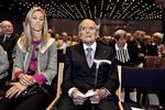 Leder. Mærsk Mc-Kinney Møller ved den ordinære generalforsamling i A.P. Møller - Mærsk A/S i Bella Center i København sidste år. Det blev Mærsk Mc-Kinney Møller sidste generalforsamling, da han døde kort efter i en alder af 98 år. 