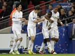 1-0. Med målene til 1-0 og 3-0 blev højrekantspilleren Nathan Dyer (nummer to fra højre) en af profilerne i finalen, der sikrede Swansea et europæisk comeback. 