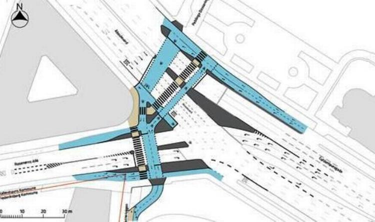 KRYDS. En ombygning af krydset Åboulevard-Rosenørns Alle skal gøre det lettere for cyklister og fodgængere at komme over de trafikerede veje. 