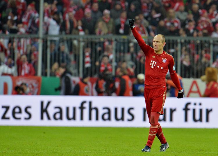 Matchvinder. Pokalkvartfinalens enlige mål scorede Arjen Robben, da han drejede bolden op i målhjørnet. 