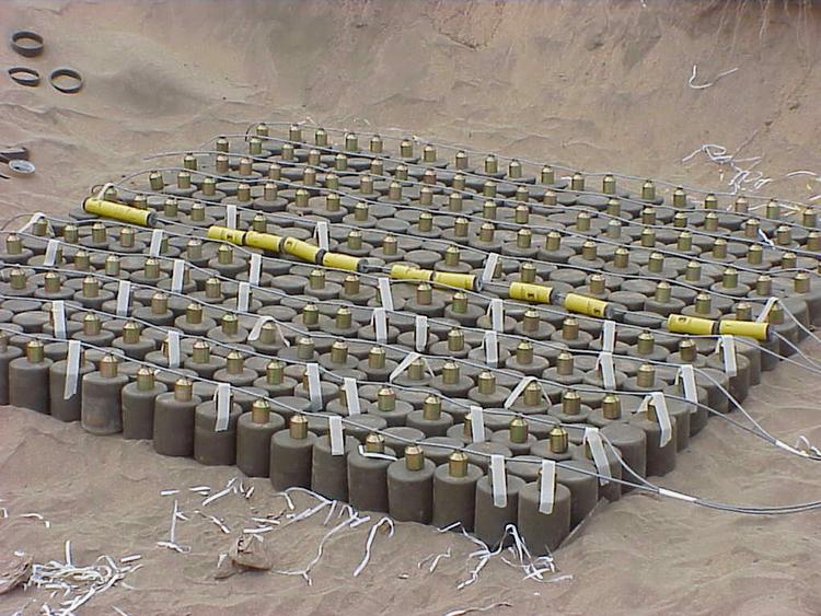 Sprængfare. I Mozambique benytter man sig af kæmperotter til opsnusning af landminer. Landminerne på billedet er allerede indsamlet og klar til forsvarlig detonation. 