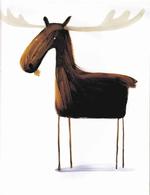 Tændstikben ...   Men de kan sagtens bære både elgen og historien om drengen Vilfred og  elgen, der måske hedder Marcel. Tegning:  Oliver Jeffers 