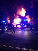 STORBRAND. Sådan så det ud tidligere i aftes, da industribygningen Dorch &amp; Danola A/S brændte på Peder Skrams Vej i Odense. 