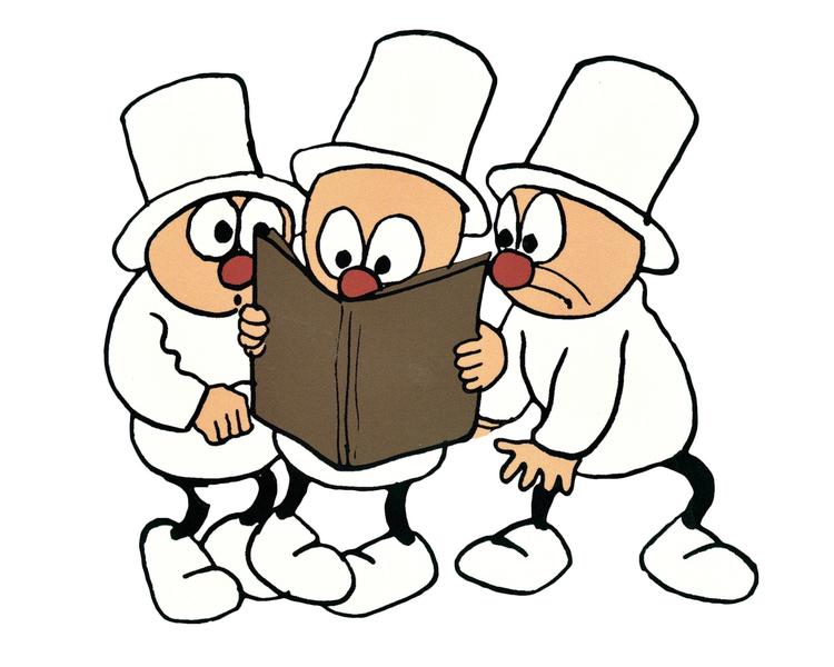 Revolution. De tre små mænd overtog hurtigt billedet med deres opfindsomme skarnstreger. Illustration fra bogen. 