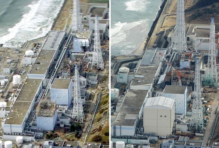 26. april 2011 så Fukushima-atomkraftværket sådan ud. Og sådan var det 3. marts 2013. 