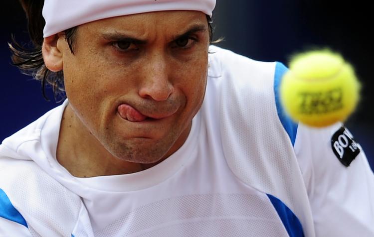 Nedtur. David Ferrer må indse, at det kun blev til én kamp i Californien. 