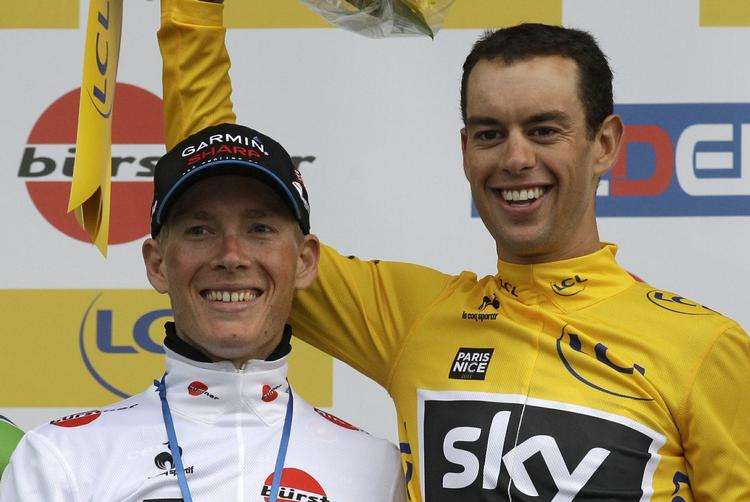 toprytterne. Sammenlagt sluttede Richie Porte (th.) og Andrew Talansky på de to bedste pladser i Paris-Nice. 