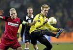 HATTRICK. For tredje gang i denne sæson skal Esbjerg spille på Brøndby Stadion. I efteråret blev det i Superligaen 1-1 i august og 2-2 i november med Simon Makienok (th.) som dobbelt målscorer for Brøndby. 
