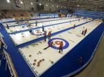 curling. Træning på isen i Letland før kampene. 