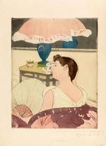 Farver. Mary Cassatt arbejder meget med flader af farve som i 'Lampen' fra 1890-91. PR-foto: Ordrupgaard 