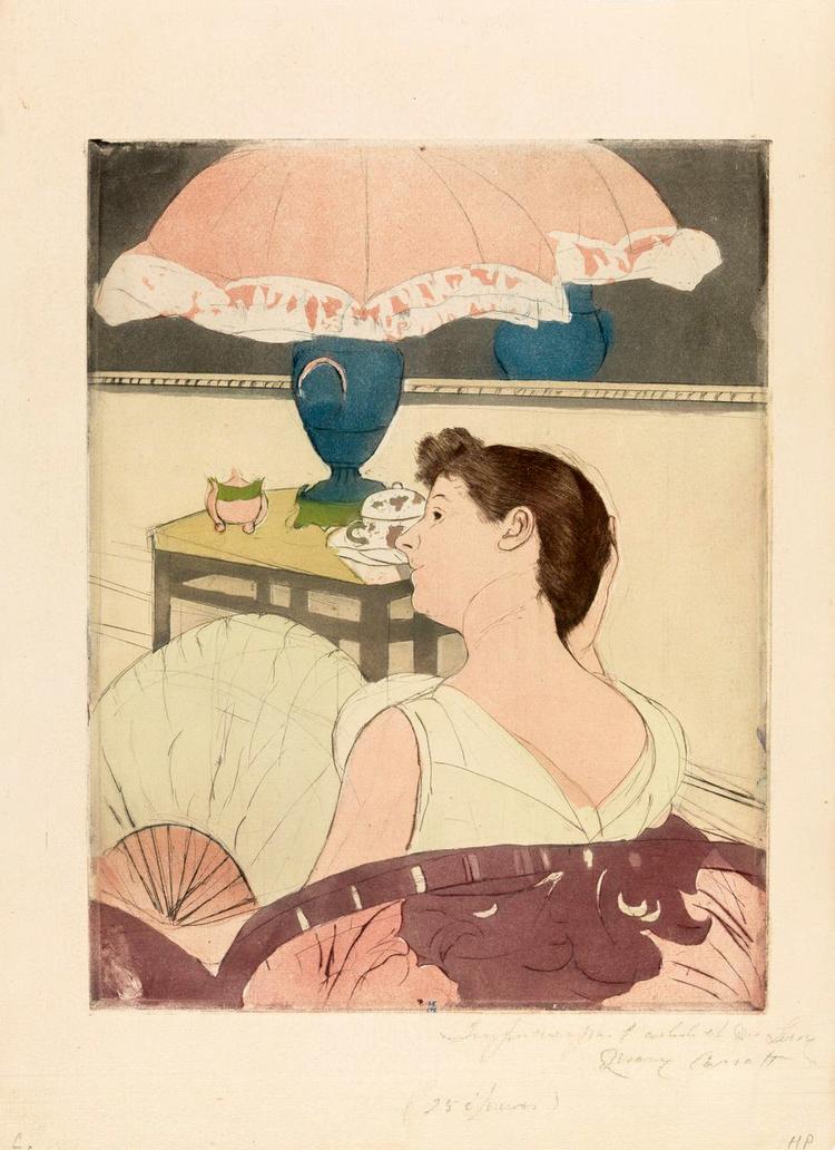 Farver. Mary Cassatt arbejder meget med flader af farve som i 'Lampen' fra 1890-91. PR-foto: Ordrupgaard 