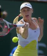 Taber. Caroline Wozniacki blev konstant presset langt ned på banen. 