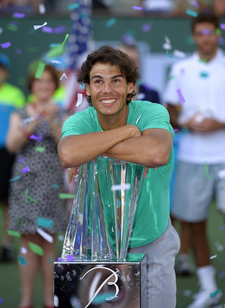 forløsning. Rafael Nadal havde svært ved at fatte, at lang tids skadespause blev afløst af finalesejr i Indian Wells mod argentinske Juan Martin del Potro. 