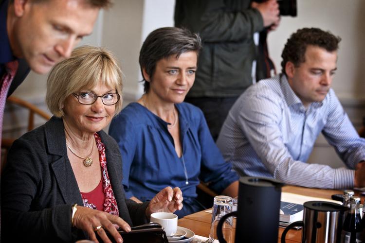 Idé. Margrethe Vestager og Morten Østergaard (til højre) skal vrages til fordel for Kristian Thulesen Dahl og Pia Kjærsgaard (til venstre), foreslår Tommy Dinesen. 