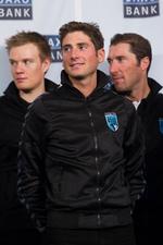 triumf. Manuele Boaro (forrest) skal køre i den hvide ungdomstrøje i Giro d'Italia. 