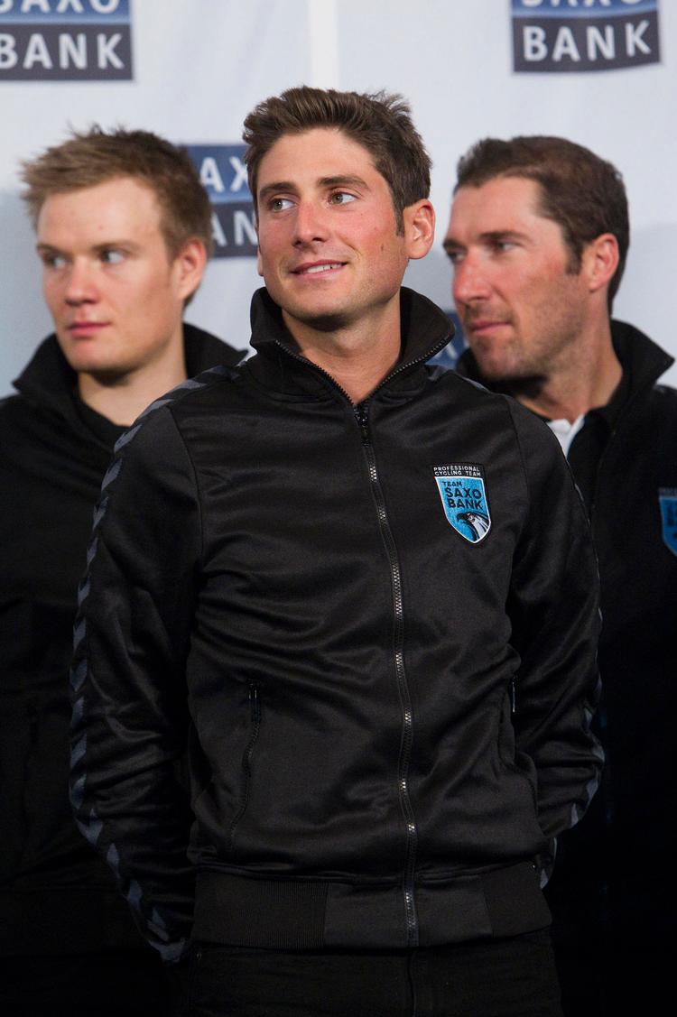 triumf. Manuele Boaro (forrest) skal køre i den hvide ungdomstrøje i Giro d'Italia. 