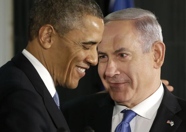 Barack Obama med Israels premierminister Netanyahu under sit besøg i Jerusalem. 