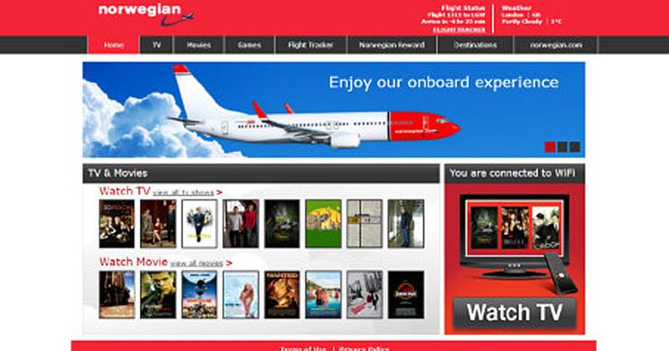 Nu kan du leje film og tv-serier på Norwegians fly. 