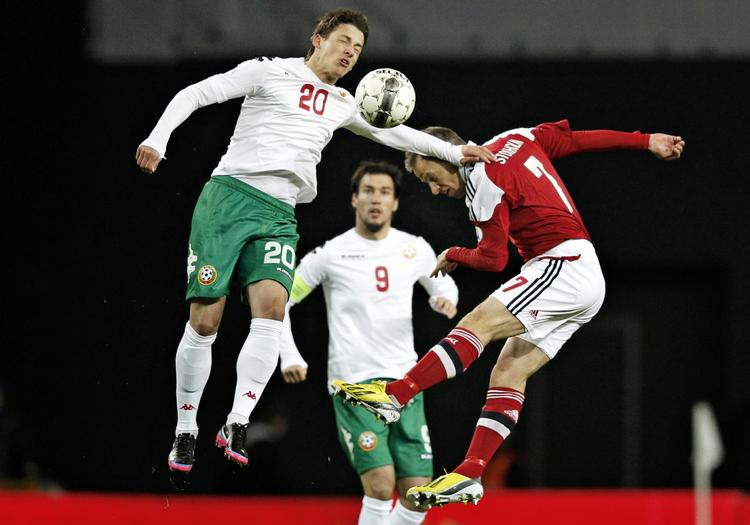Slider. Nicolai Stokholm havde flere gode aktioner men måtte sammen med holdkammeraterne nøjes med 1-1 hjemme mod Bulgarien. 
