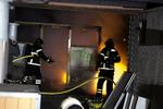Påsat. Ild i container Morbærehaven i aftes. 
