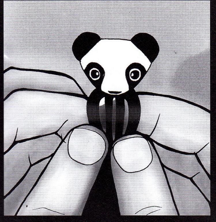 Sort. Elin har et hårspænde med en pandabjørn, hvilket er det nærmeste, hun kommer en ven. Illustration: fra bogen 