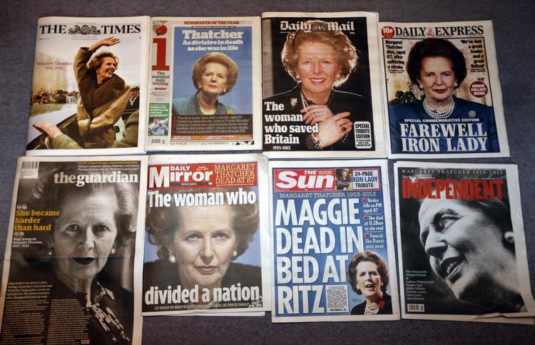 NYHED. De britiske avisforsider dagen efter den forhenværende premierministers død. 