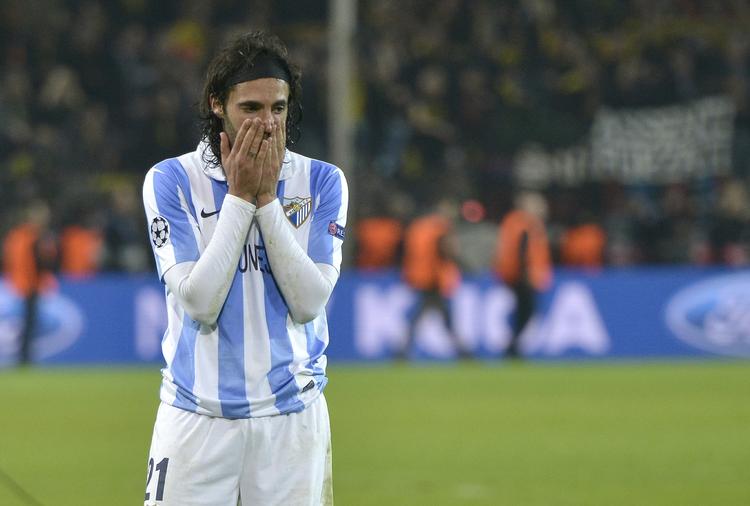 Nedtur. Malagas Sergio Sanchez fatter ikke, at hans hold er ude af Champions League. 