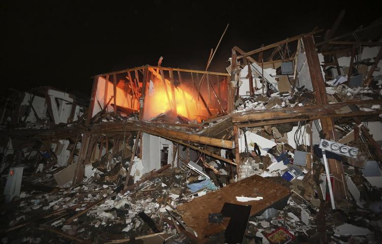 Eksplosion: Ødelagte bygninger i byen West i Texas. Flere dræbte efter en fabrik sprang i luften. 