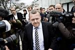 Slut. Lars Løkke Rasmussen forlader Skattesagskommissionens lokaler efter afhøringen. 