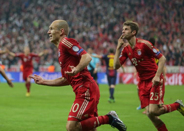 Nøglespillere. Robben (t.v.) og Müller sørgede for tre af de fire mål mod Barca. 