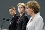 Indgreb. Regeringsindgreb i skolekonflikten præsenteres af statsminister Helle Thorning-Schmidt, børne- og undervisningsminister Christine Antorini og beskæftigelsesminister Mette Frederiksen. 