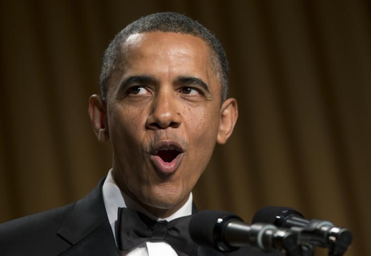 tradition. Præsident Obama foldede sig ud ved den årlige middag for korrespondenterne ved Det Hvide Hus. 