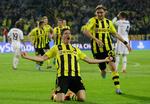 fremragende. Dortmunds Robert Lewandowski er blevet valgt til verdens bedste spiller i den forløbne uge i en kåring i AP. Her ses polakken efter et af sine fire mål mod Real Madrid. 