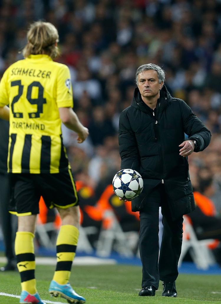 Slået. Mourinho og Real vandt returkampen mod Dortmund 2-0, men tabte sammenlagt 4-3. 