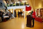 Hovednavn. Helle Thorning-Schmidt talte på Østerbro i København klokken halv otte i morges. 