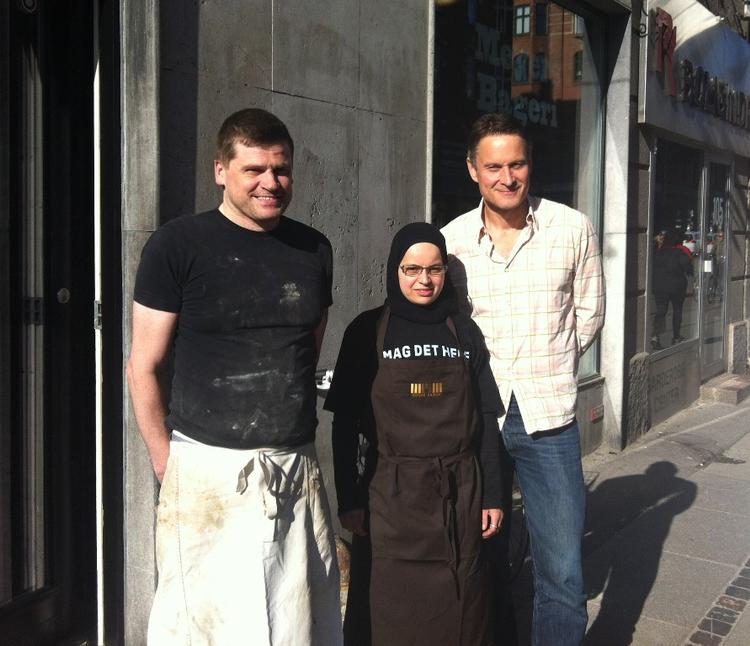 luksus. Det nye bageri på Gammel Kongevej skal drives af Jesper Clement og Mouna Dkeidek-Clement i partnerskab med Claus Meyer (th). 