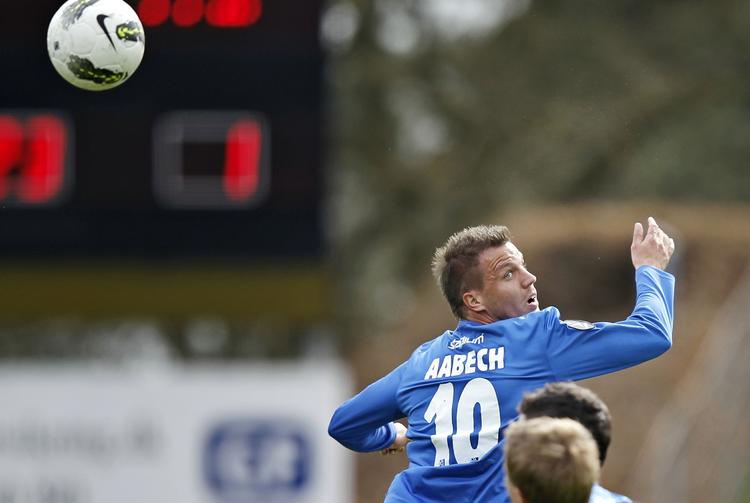 tophold. Lyngbys Kim Aabech scorede to gange i kampen mod Fredericia. 