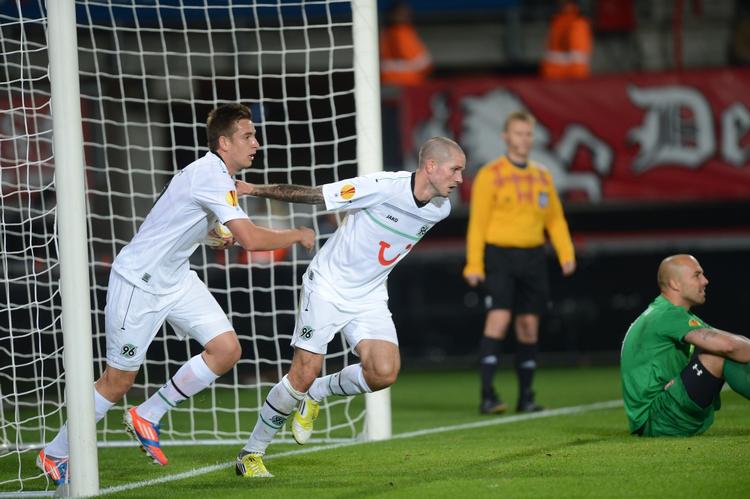 KAMPKLAR. I september nåede Leon Andreasen at spille Europa League for Hannover 96, inden han atter blev skadet. 