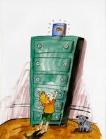 Øv. Kagedåsen er uden for rækkevidde, når man kun måler en meter og 15  centimer. 