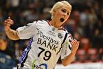 Matchvinder. Med et straffekast scorede Karina Kristiansen kampens sidste mål. 