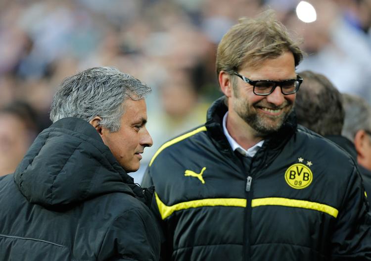 finaleklar. Borussia Dortmund og Jürgen Klopp (th) slog Real Madrid og José Mourinho ud i semifinalen i Champions League. 