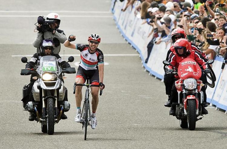 TRIUMFATOR. 41-årige Jens Voigt bar hurtigst af alle på 5. etape af Tour of California. 