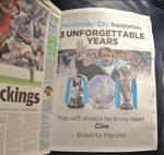 farvel. Manchester Citys fyrede italienske træner Roberto Mancini brugte sine egne penge til at takke Citys tilhængere i en helsides annonce i den lokale avis. 